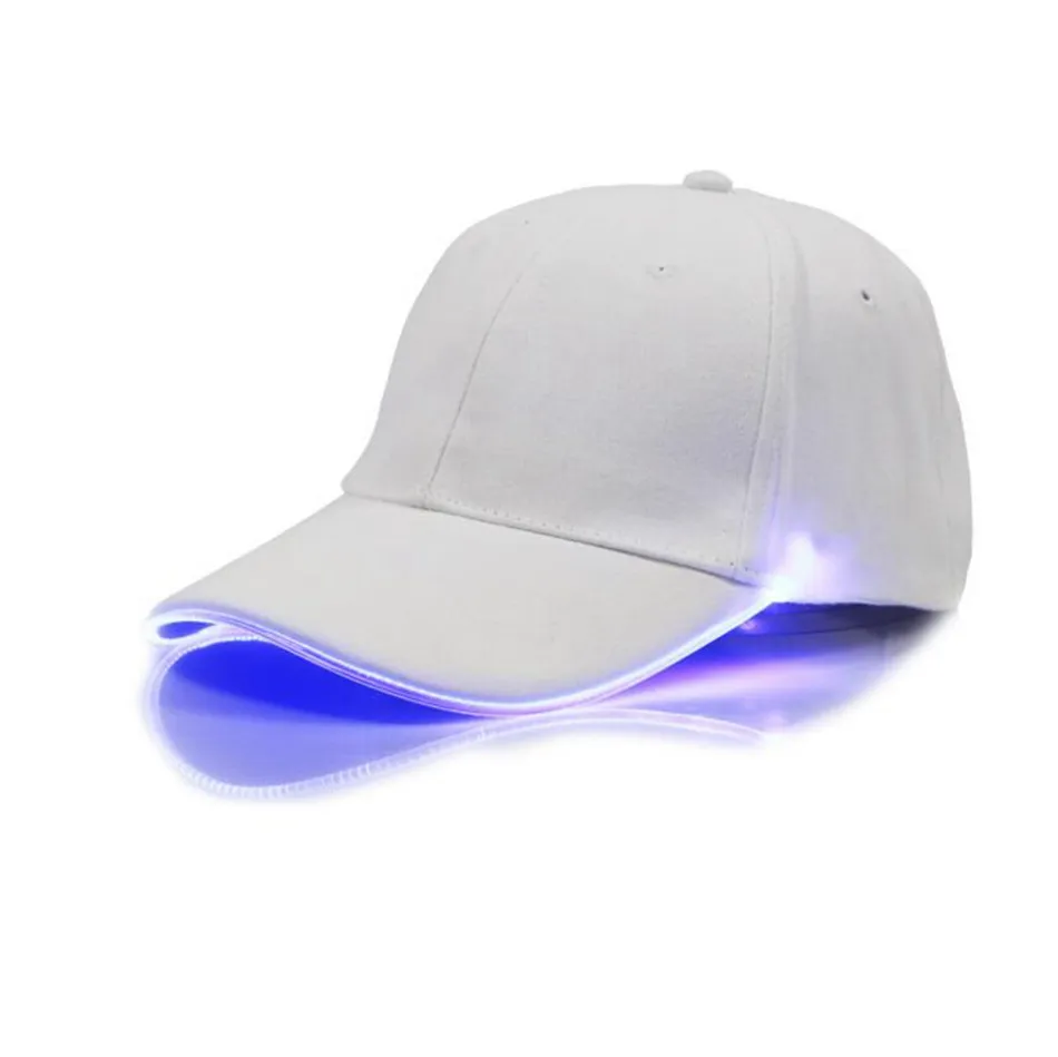 LED Beyzbol Kapaklar Pamuk Siyah Beyaz Shining LED Işık Top Kapaklar Glow Karanlık Ayarlanabilir Snapback Şapkalar Aydınlık Parti Şapkalar OOA2116