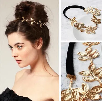 Stylish Women Girls Golden Hollow Leaves Elastic Hair Band Hair Accessories Gift #R48