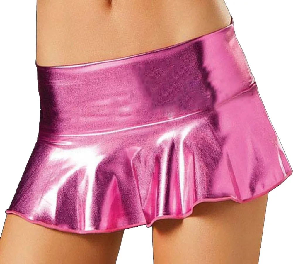 5 kolorów Damska Stylowa Low Waist Sexy Spódnica Ruffle Shiny Metallic Exotic Mini Spódnica Scena