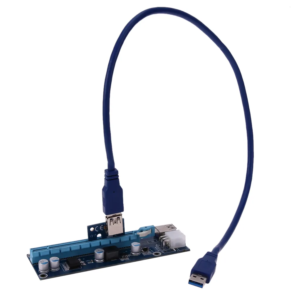 10 sztuk / partia Super Speed ​​USB 3.I-E Express 1x Extender Riser Card Adapter 6PIN Cable Cable Riser Deska