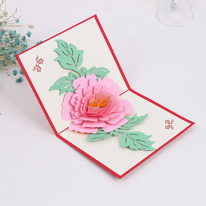 Peony Pop Up Cards Greeting Cards gift card for Congratulation, for Special Day, Birthday or Wedding Congratulation