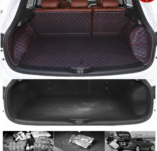  Tapis Antidérapant Voiture Cuir Tapis Coffre Coffre Voiture  Tapis Cuir Pièces Revêtement Anti-Sale Protecteur Plateau pour Nissan pour  Qashqai J11 Tapis Coffre (Couleur : Brown 1)