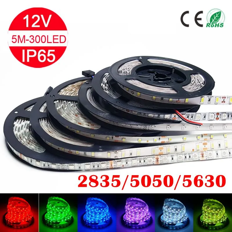100M Warm LED Strip Light 2835 5050 5630 SMD RGB White Blue Green Red Waterproof non Waterproof 300LEDs 3000 LM Flexible mix Color