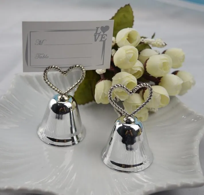 Bell Wedding Favours Kissing Bell Wedding Bell Favours Srebrne miejsce uchwyty na karty Poorki ślubne 3517148