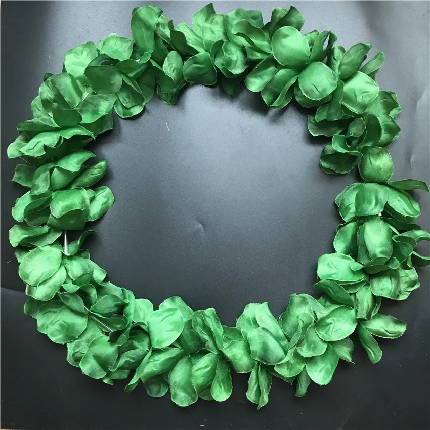 Hawaiian Silk Flower Leis 10 Jumbo Dark Green Necklaces For Festive
