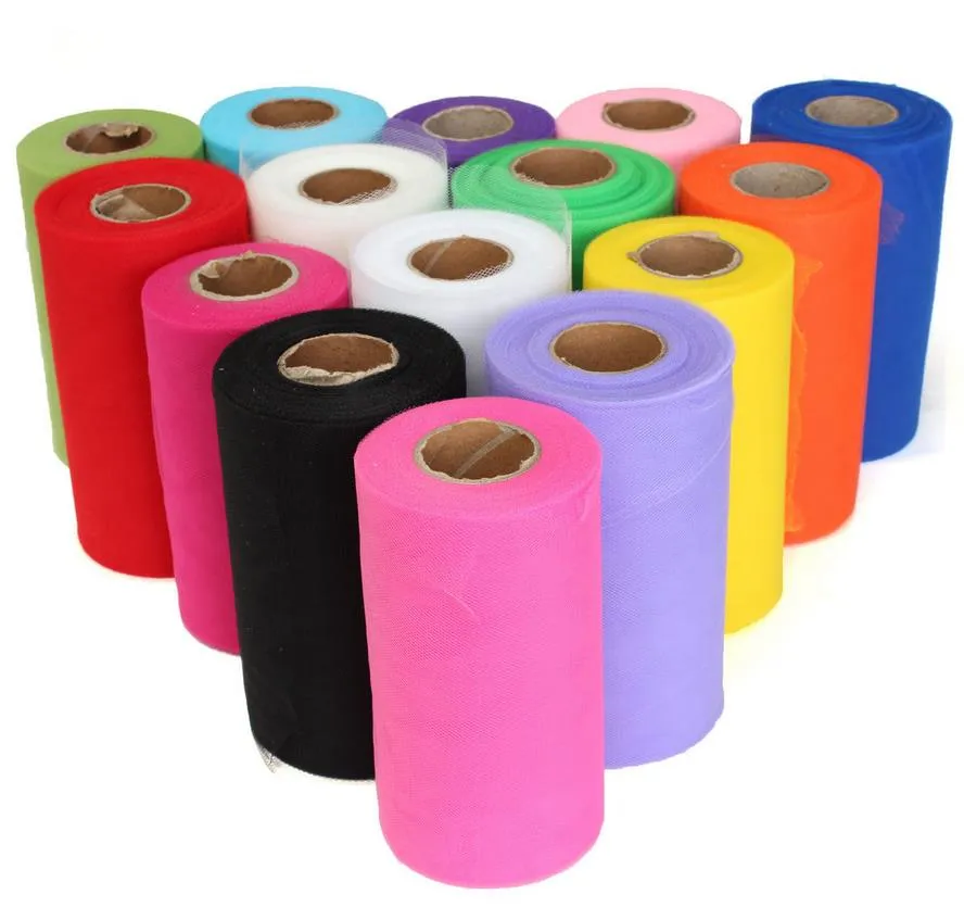 Tiulle Roll Spool 6Quotx100Yd siatka ślubna Sheer Decor Banner Garland Tassel Krzesło Bow Bow Diy Tutu Tutu Fabrt Fabrit Craft W97999157