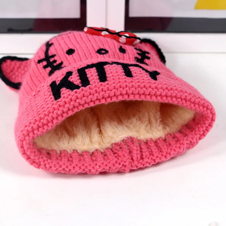 Новая мультипликационная кошка животные детские зимние шляпы вязаные крючковые мягкие шапки для детей защиты детские шапки 5783404