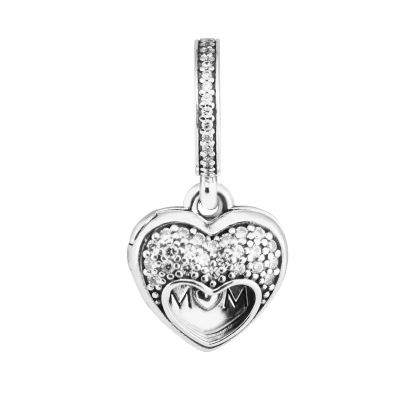 „I Love My Mom“-Charm-Geschenkset „Muttertag 2017“, 100 % 925er-Sterlingsilber, passend für Pandora-Armbänder, authentischer Charm-Modeschmuck