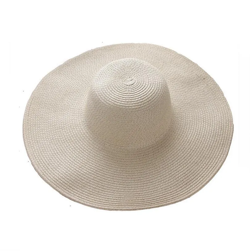 Gran oferta, sombrero para el sol de primavera y verano para mujer, sombrero de paja, sombrero de playa, aleros de vacaciones EMB035