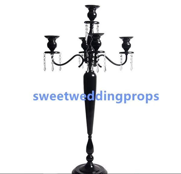 nouveau style 5 bras belle table de chandelier de mariage mental noir décoratif