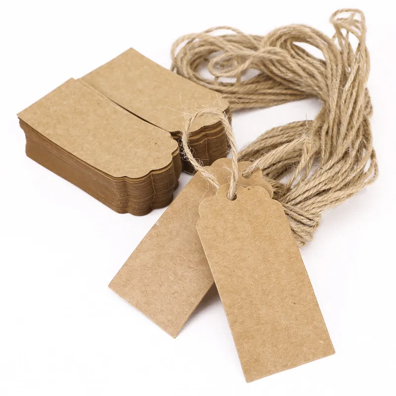 100 PCS Paper Gift Tags 7*4 CM Craft Tags with String Blank Hang