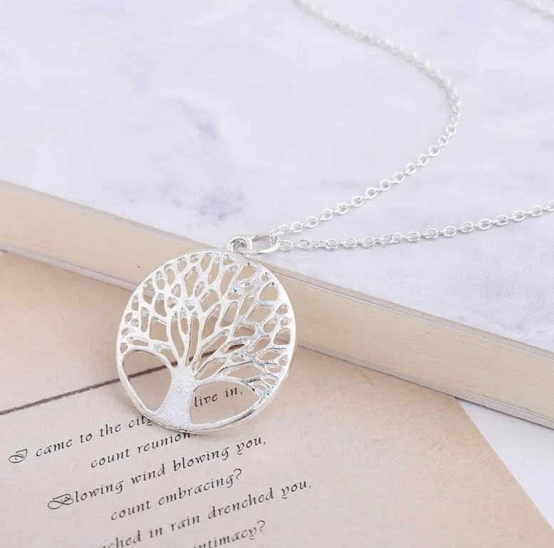 Best gift Round Holes Wishing Tree Pendant Life Tree Necklace WFN441 (with chain) mix order 20 pieces a lot