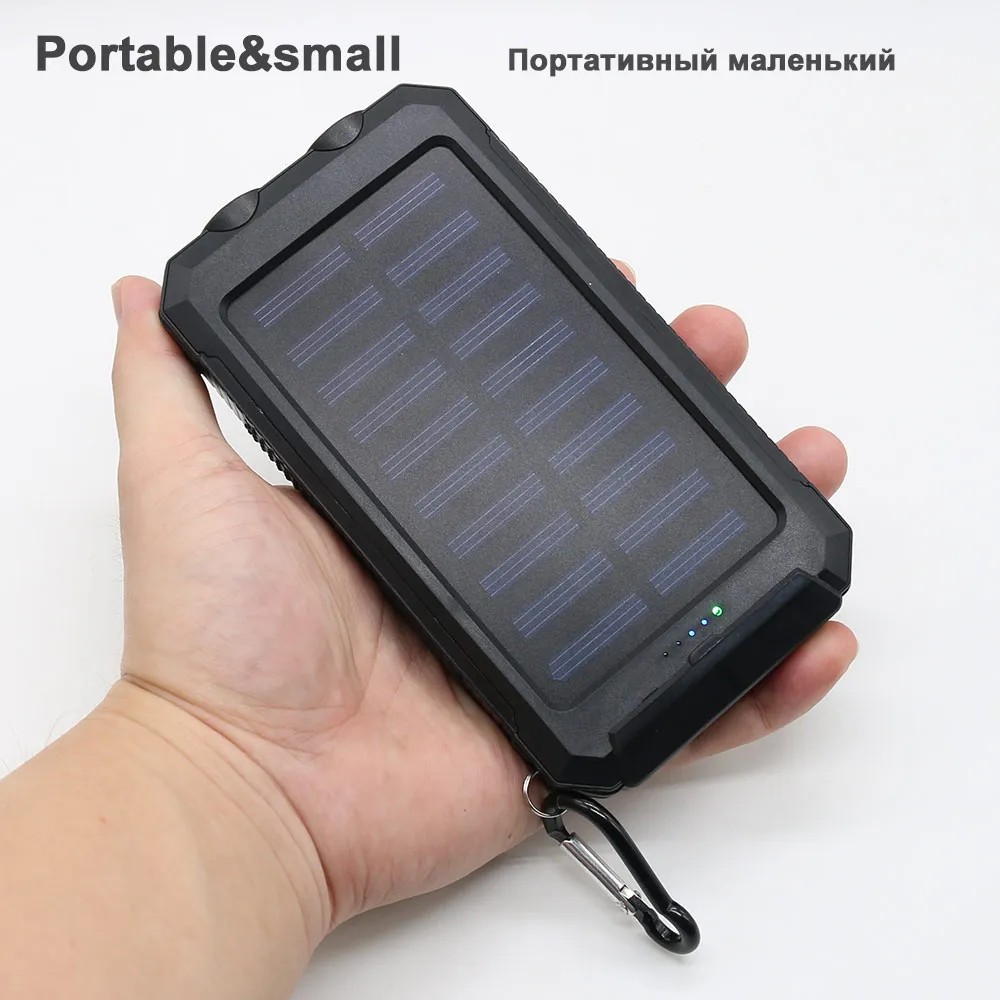 20000 mAh 2 USB-poort Solar Power Bank-oplader Externe back-upbatterij met doos voor iPhone iPad Samsung