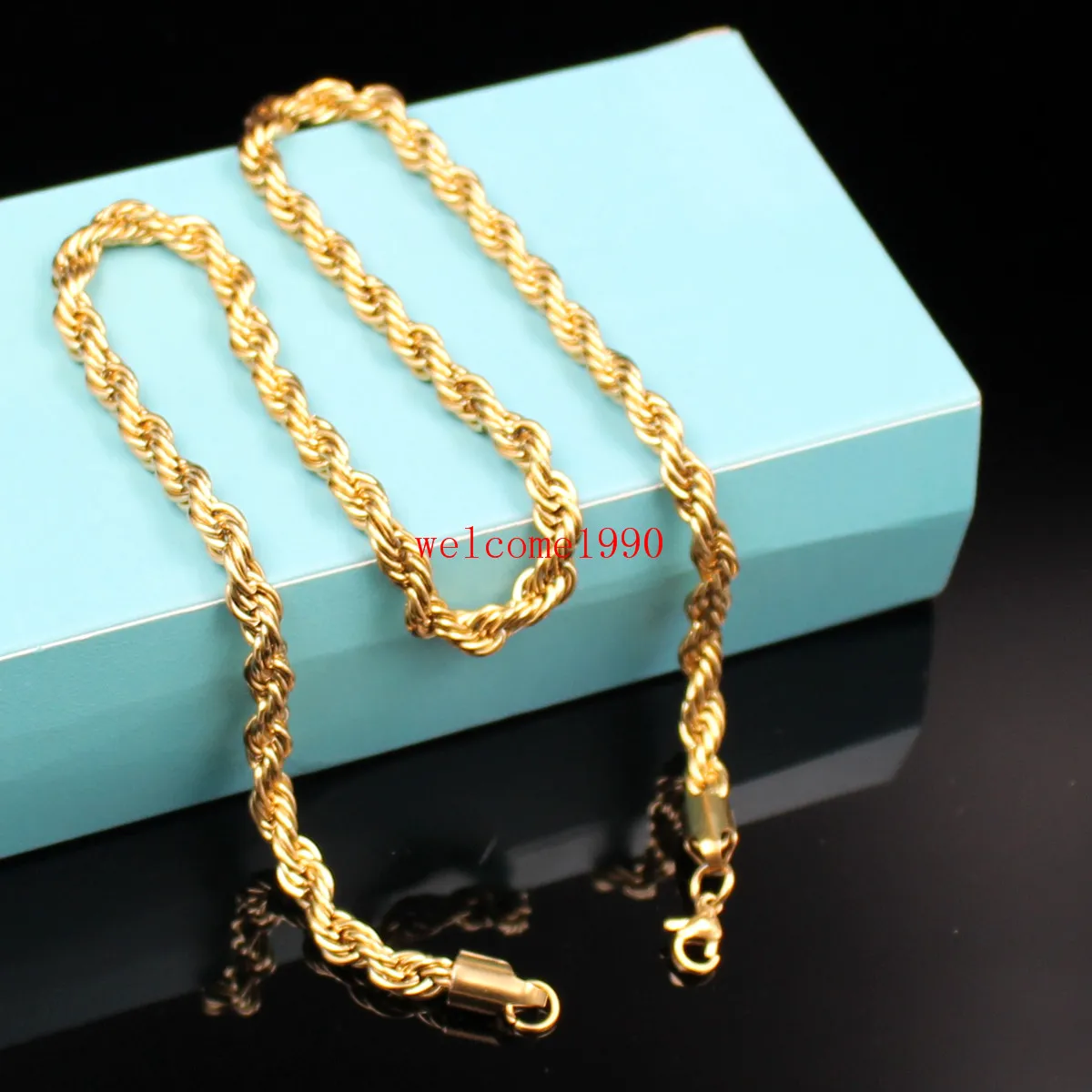 Gold Plated Stainless Steel Twistedapore Chain Necklace 24 Inch Length 6mm 7mm Width Unisex Gold Fashion Jewellery From Yueyang86 7.68 DHgate.Com