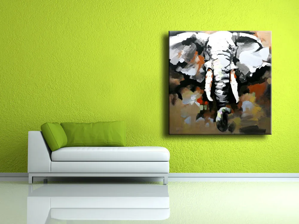 Pittura a olio animale a mano su tela Elefante astratto Disegnare vernici la decorazione della parete in soggiorno o camera da letto No Frame