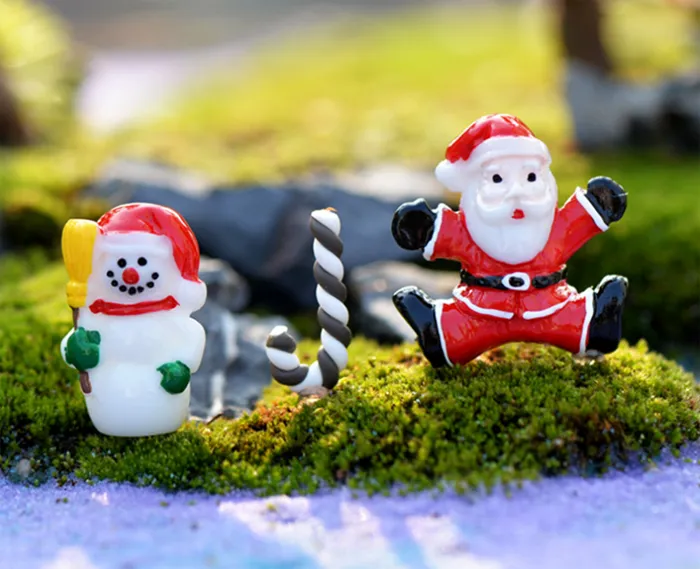 Resin Snowman Santa Claus Set Craft Garden Decoration Ornament Miniature Plant Micro Landscape Bonsai Figurines DIY Christmas