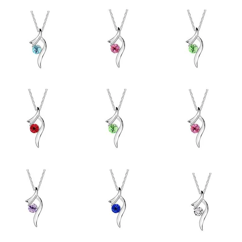 Brand new Austrian crystal necklace floating pendant female alloy ornaments WFN090 (with chain) mix order 20 pieces a lot