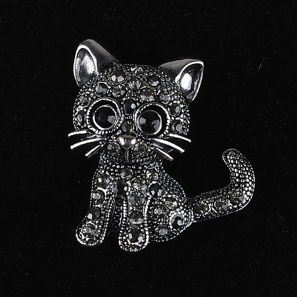 Modern Brooches Cute Little Cat Brooches Pin Up Jewelry For Women Suit Hats Clips Antique Silver Corsages