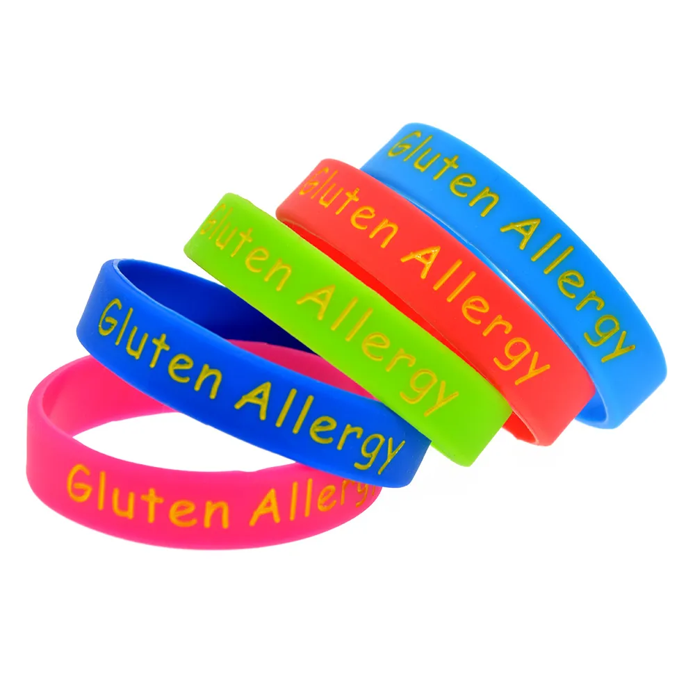 학교 또는 야외 활동에 사용하는 아이들을위한 글루텐 알레르기 실리콘 고무 손목띠