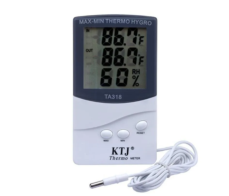 KTJ TA318 Haute Qualité Numérique LCD Intérieur Extérieur Thermomètre Hygromètre Température Humidité Thermo Hygro Mètre MINI MAX Pomodor1777598