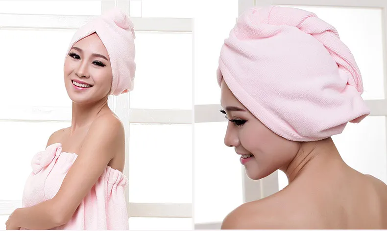 Shower Caps Towel Women Microfiber Magic Shower Caps Hair Dry Drying Turban Wrap Towel Hat Cap Quick Dry Dryer Bath 60*25cm WX-T17