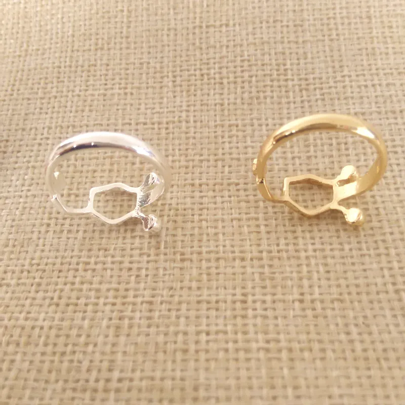 Nuevos anillos de moda, anillo de molécula de dopamina, joyería química, neurotransmisor, anillos de ciencia para mujeres, hombres, regalos de fiesta y festivales EFR037