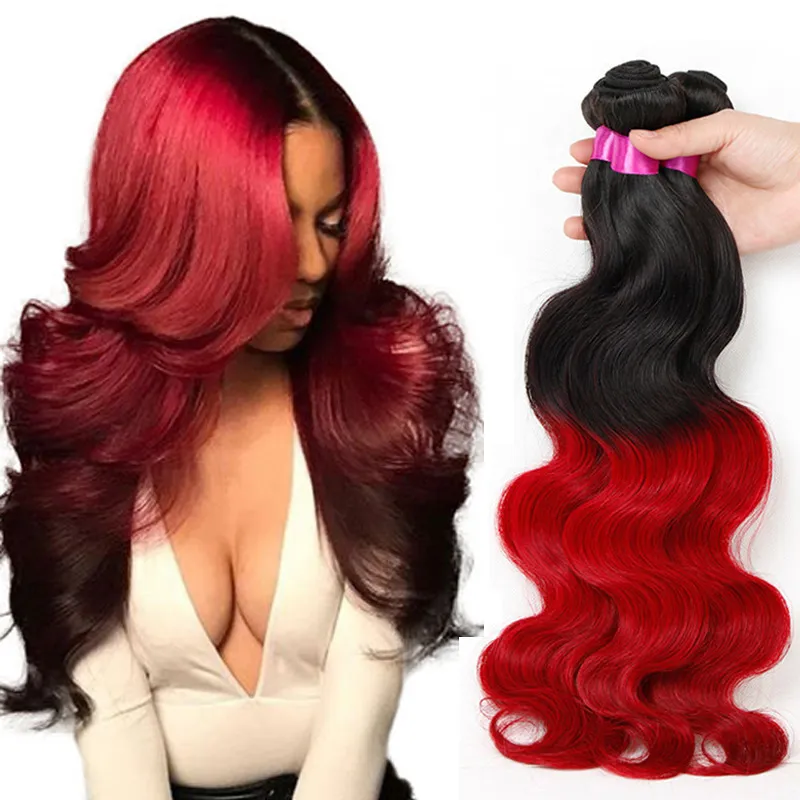 Brazilian Virgin Hair Bundles Body Wave Hair Weaves 1B/27 1B/4/27 1B/99j 1B/30 1B/Red Human Ombre Hair Extensions