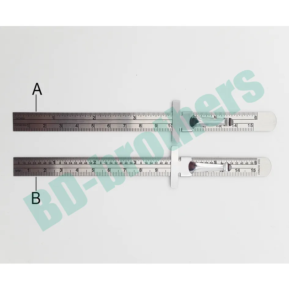 15 cm En Acier Inoxydable Règle Droite Échelle Graduée En Métal Jauges De Profondeur CM Pouces Règle De Réparation Double Face Outil De Mesure / 