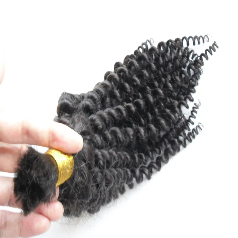Человеческие кудрявые вьющиеся волосы для плетения без утка, человеческие волосы для плетения, 100 г натуральных черных волос2094851