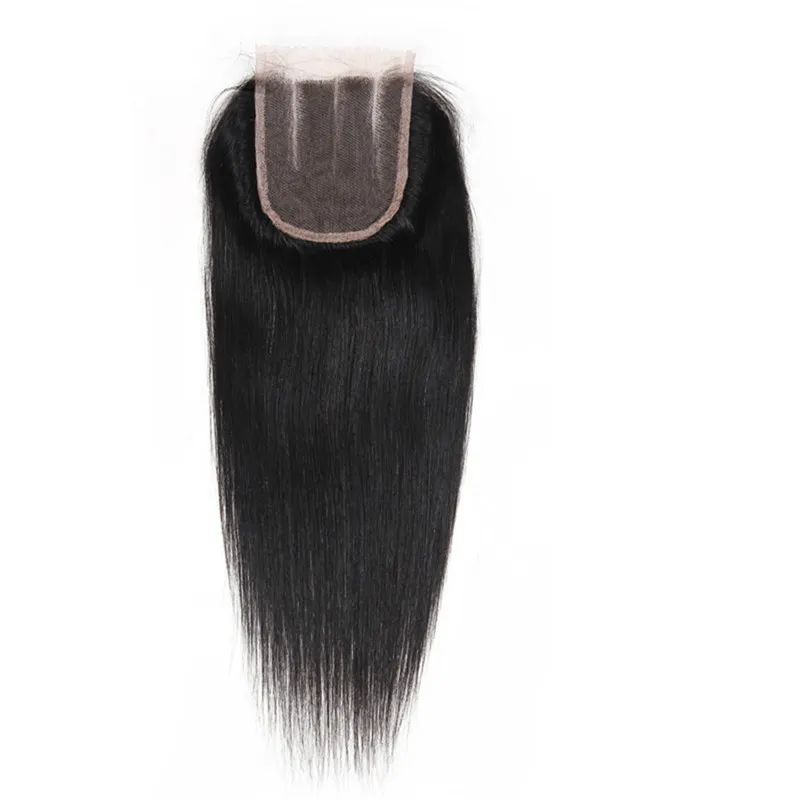 10A cheveux brésiliens 4 paquets avec fermeture brésilienne vierge Extensions de cheveux raides paquet de cheveux humains avec fermeture à lacets 7076660