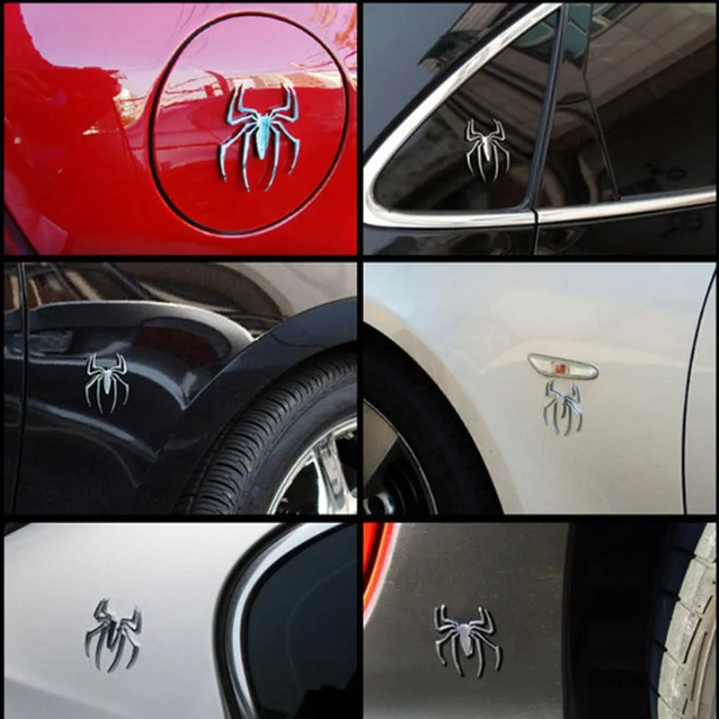 Araba Stil Aksesuarları 3D Metal Sticker Chrome Örümcek Şekli Amblem Logosu Motosiklet Çıkartması Jeep Opel Skoda Benz Ford7660077