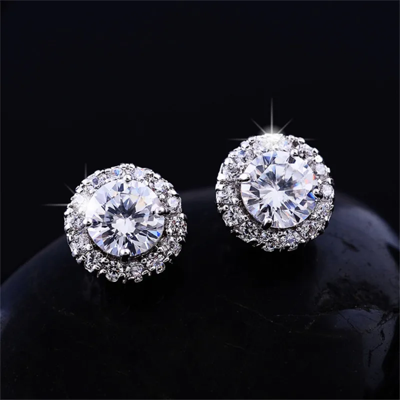 New Arrival Best Friends 18K White Gold Plated Earings Big Diamond Earrings for Women White Zircon Earrings