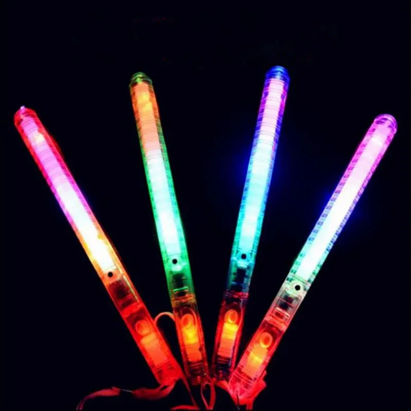 Multi Colorful 7 Modos LED Intermitente Lámpara de luz nocturna Glow Wand Sticks + correa Cumpleaños Fiesta de Navidad festival Campamento F2017105