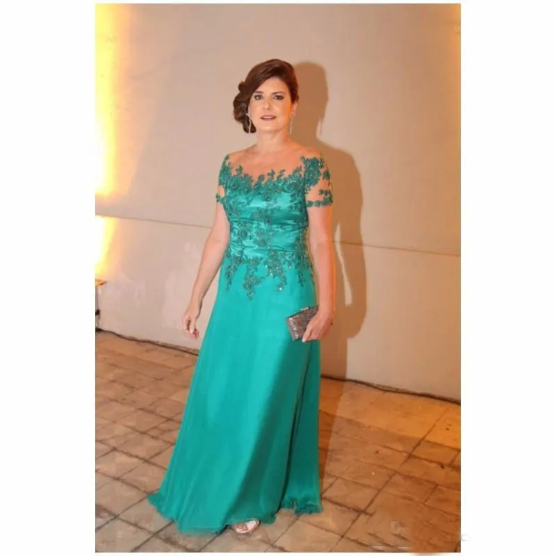 Green Mother Of The Bride Dresses For Weddings Scoop Lace Crystal