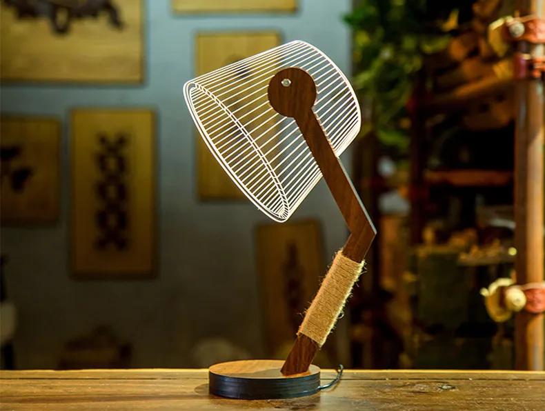 3D ضوء الليل اليدوية مصباح طاولة خشبية الاكريليك الشفاف العين الديكور البصرية الهدايا الإبداعية ثلاثية الأبعاد