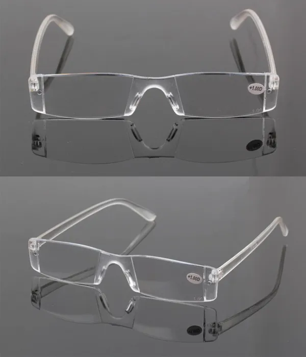 Hot Clear Lunettes de lecture sans monture Metal Temple 1.00 à 4.00 Diopter nm2 livraison gratuite