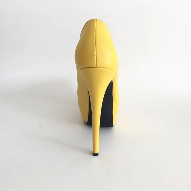 Chaussures de mariage en PU souple jaune, escarpins à talons hauts, plateforme à enfiler, accessoires de mariée, pompes à talons aiguilles, couleurs personnalisées, taille US4-15