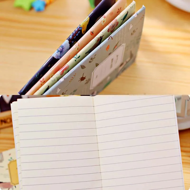 4 sztuk / zestaw Kawaii Cute Flowers Ptaki Zwierząt Notebook Paint of Diary Book Journal Record Office School Supplies