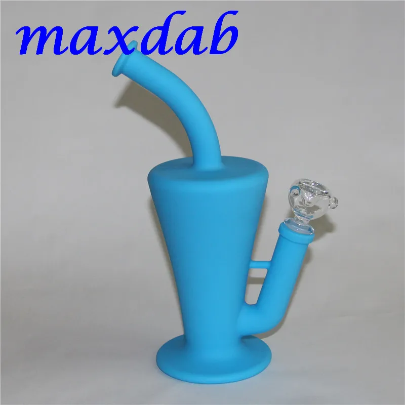 Tuyau d'eau en silicone avec percolateur en nid d'abeille et double recycleur, plate-forme pétrolière en silicone, bong en verre, narguilé gratuit, nouvel arrivage