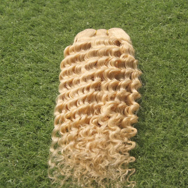 Fasci # 613 Candeggina Capelli biondi brasiliani che tessono 100 g di capelli umani intrecciati a doppia trama di qualità, senza spargimento, senza grovigli