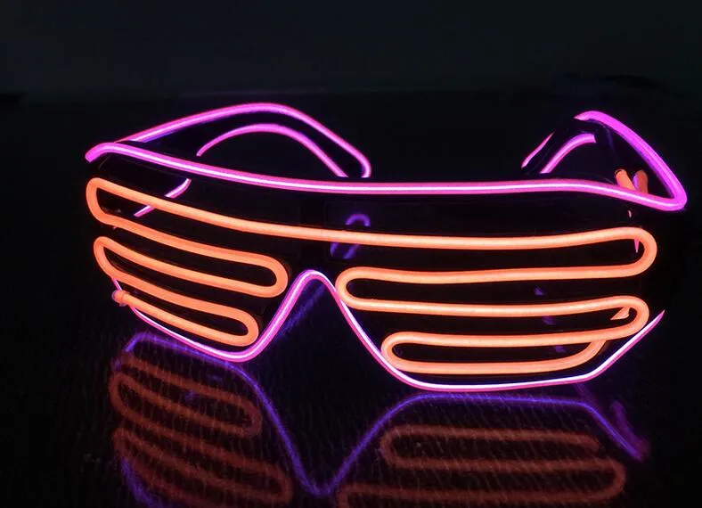 Ny LED dubbla färggardiner glödande glasögon El Wire Led DJ Blinkande glasögon Halloween Julfödelsedagsfest 15färg