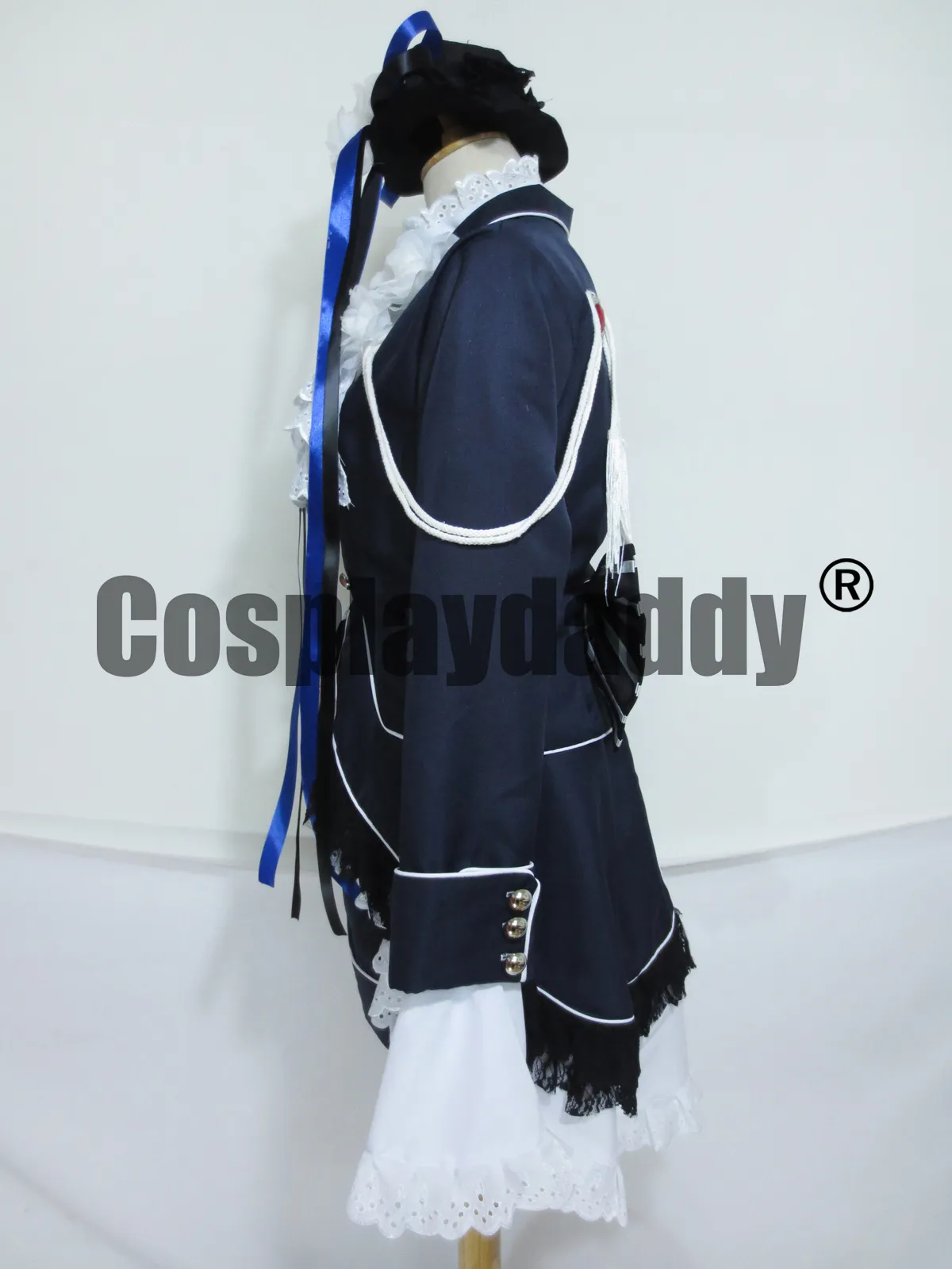 Costume de majordome noir Cosplay Ciel Phantomhive bleu foncé