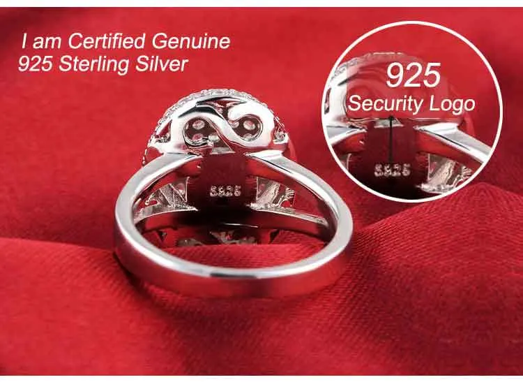 Novo engajamento real de casamento de diamante de prata de prata esterlina real para mulheres O ANEL ANEL JOEWS N22175K