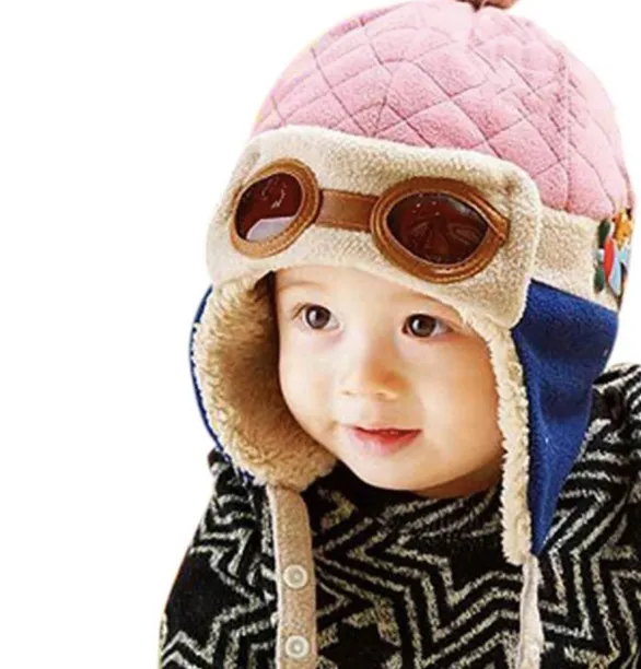 Niños pequeños Cool Baby Boy Girl Kids Infant Winter Pilot Warm Cap Bomber Hat Head ciucumtance de 47-52cm 4 años 90g