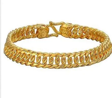 Bracelet en or jaune pur 14K/Bracelet de chaîne de patron de mode pour hommes 3D/9g