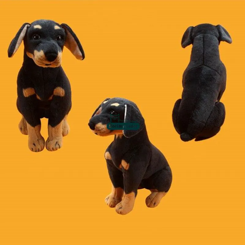 Dorimytrader kvalitet 55 cm simulering djur rottweiler plysch leksak 22 tum fylld mjuk svart hund doll barn närvarande dy615833935077