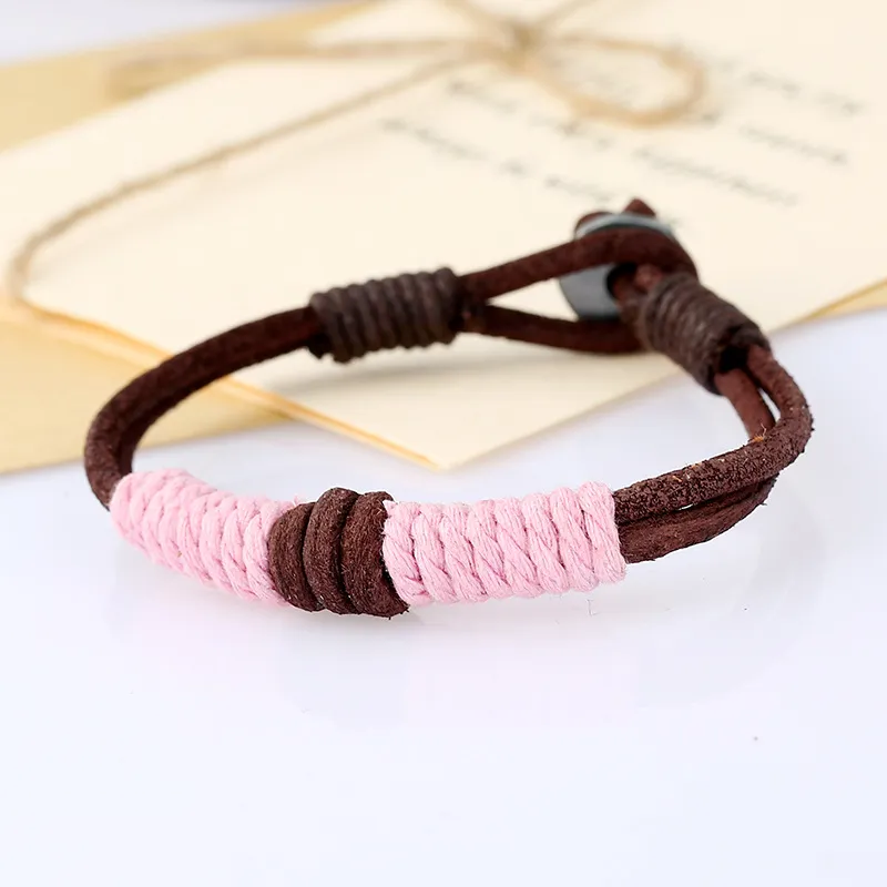 Gratis verzending Vintage Knit Blonde Paar Armband Lederen Armband FB393 Mix Bestel 20 stuks Veel Slap Snap Armbanden