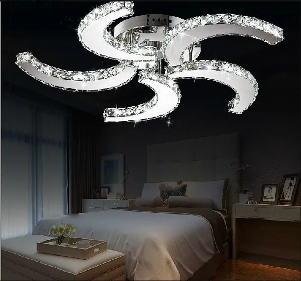 Новые современные блеск водить кристаллические формы потолочного вентилятора огней для гостиной местного кабинета домашнего декоративного освещения Лампы LLFA