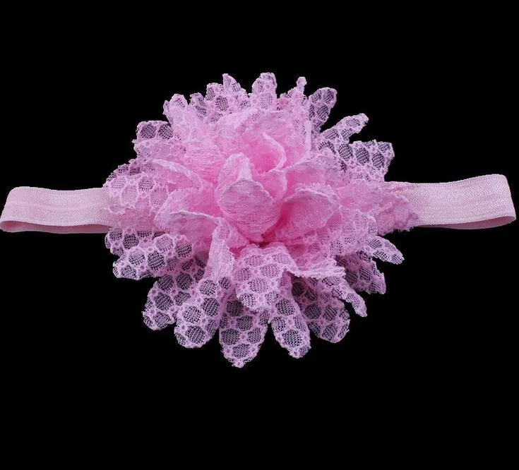 Hot Europe Fashion 14 Färger Baby Head Bands Lace Blommor Infant Headband Barn Elastiska Huvudbonader Barnhår Tillbehör