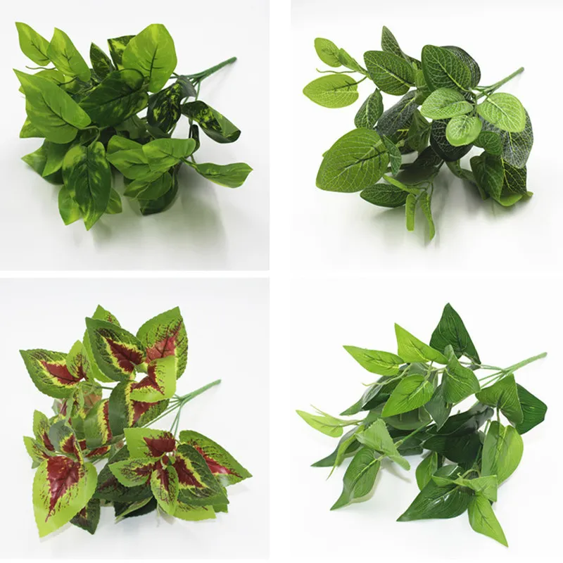 Simulation d'approvisionnement plantes vertes accessoires de mur végétal accessoires de composition florale feuilles 7 tête hors des feuilles simulation radis vert